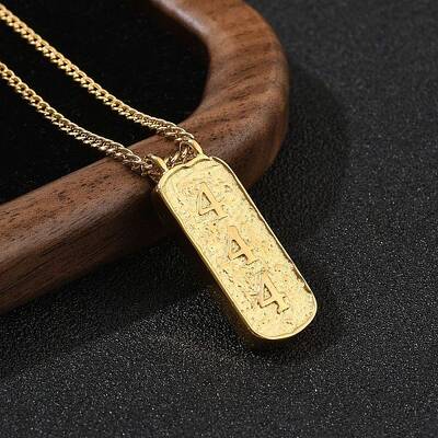 304 Stainless Steel Rectangle Number Pendant Necklaces
