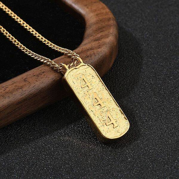 304 Stainless Steel Rectangle Number Pendant Necklaces