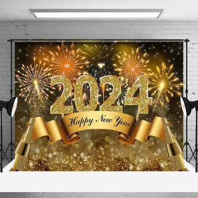 Aperturee Champagne Sparks Bokeh Happy New Year Backdrop