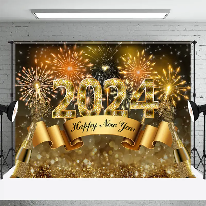 Aperturee Champagne Sparks Bokeh Happy New Year Backdrop
