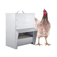 Galvanized Chicken Tough Feeder, Weatherproof Poultry Food Dispenser with Lid