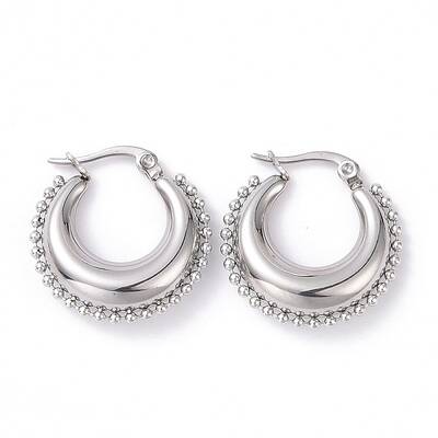 Non-Tarnish 304 Stainless Steel Crescent Moon Hoop Earrings for Women