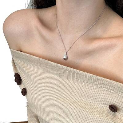 Teardrop 925 Sterling Silver Micro Pave Cubic Zirconia Pendant Necklaces