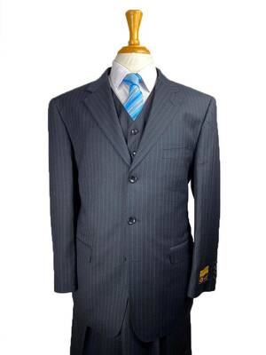 Plus Size Mens Suits - Plus Size Business Suits Navy-Pinstripe