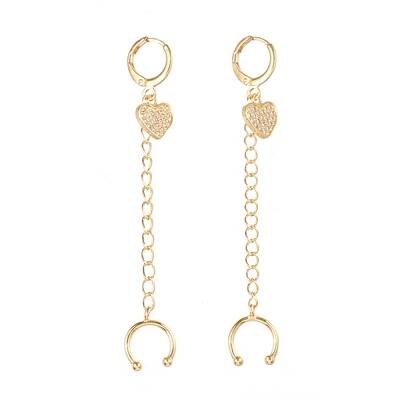 Brass Micro Pave Clear Cubic Zirconia Huggie Hoop Earrings