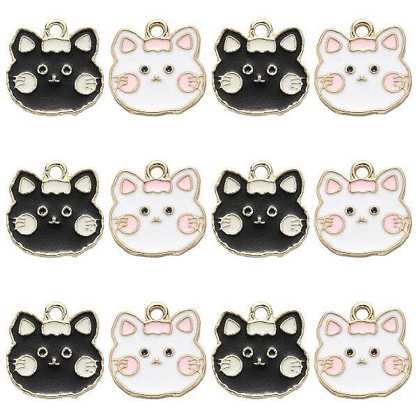 20Pcs 2 Colors Alloy Enamel Pendants