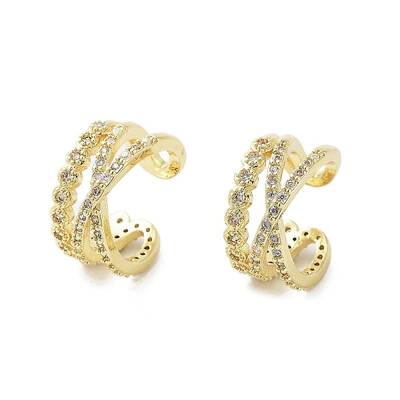 Rack Plating Brass Micro Pave Cubic Zirconia Cuff Ring