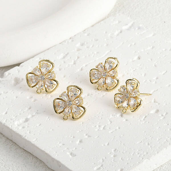 Brass Micro Pave Cubic Zirconia Stud Earring Findings