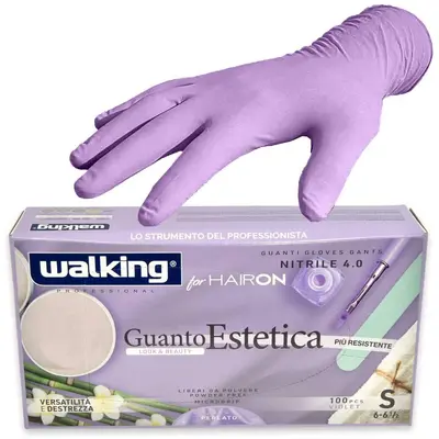 Purple glitter beauty glove walking for hairon purple nitrile size s