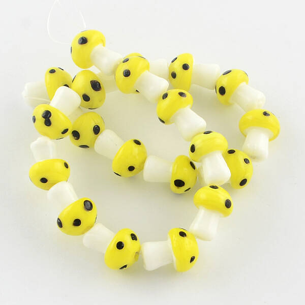 Mushroom Handmade Lampwork Beads Strands