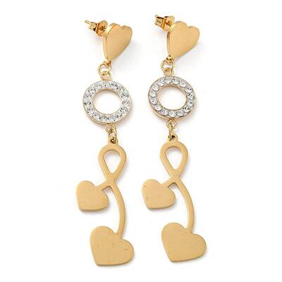 Ion Plating(IP) Golden 304 Stainless Steel Geometry Dangle Stud Earrings