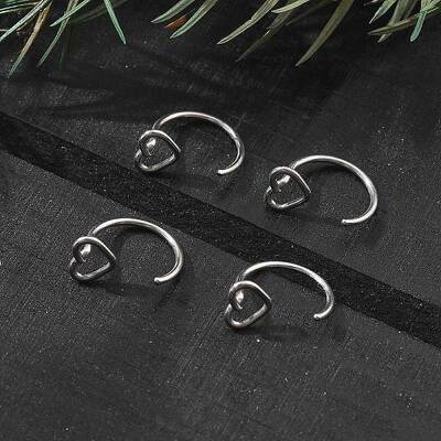 304 Stainless Steel Heart Hoop Nose Rings