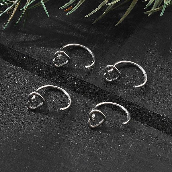 304 Stainless Steel Heart Hoop Nose Rings