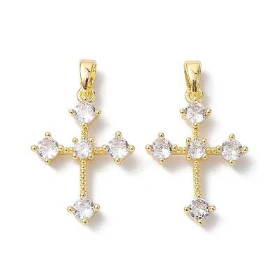Brass Micro Pave Clear Cubic Zirconia Pendants
