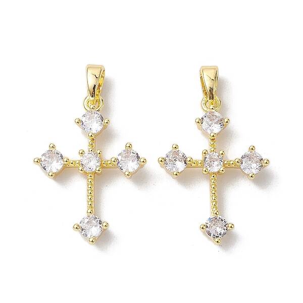 Brass Micro Pave Clear Cubic Zirconia Pendants