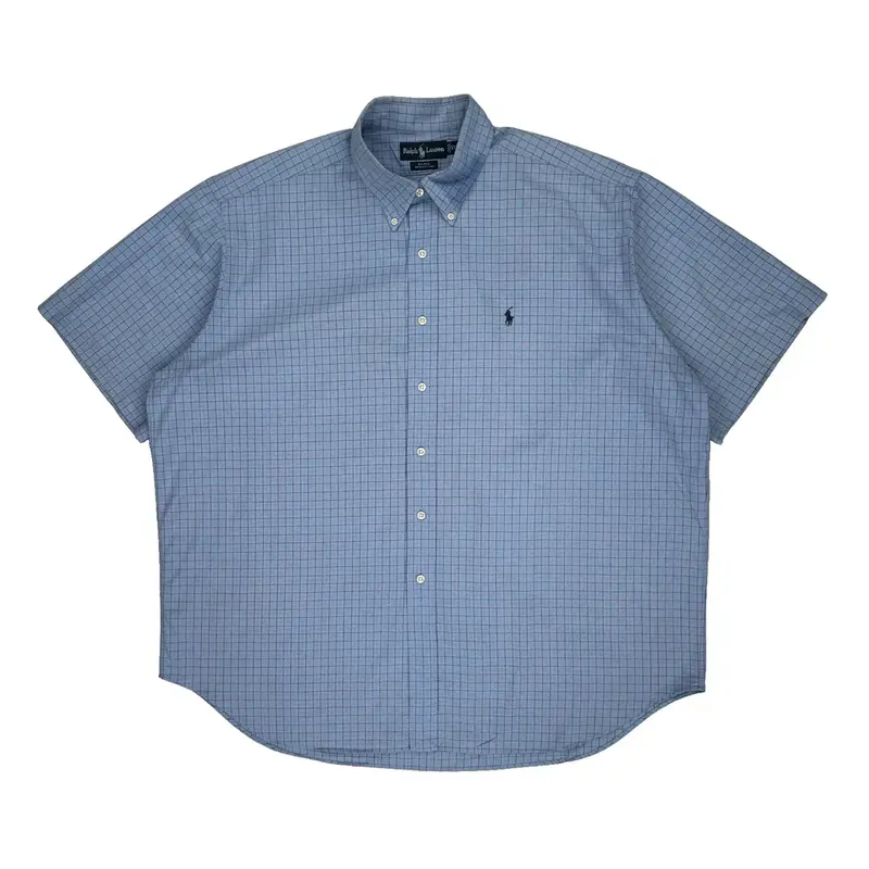 Blake Ralph Lauren Checked Short Sleeve Shirt - 2XL Blue Cotton