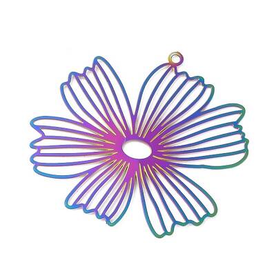 201 Stainless Steel Etched Metal Embellishments Pendants