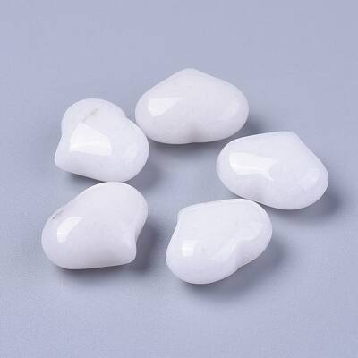 Natural White Jade Heart Love Stone