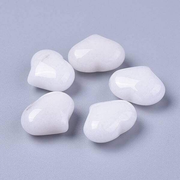 Natural White Jade Heart Love Stone