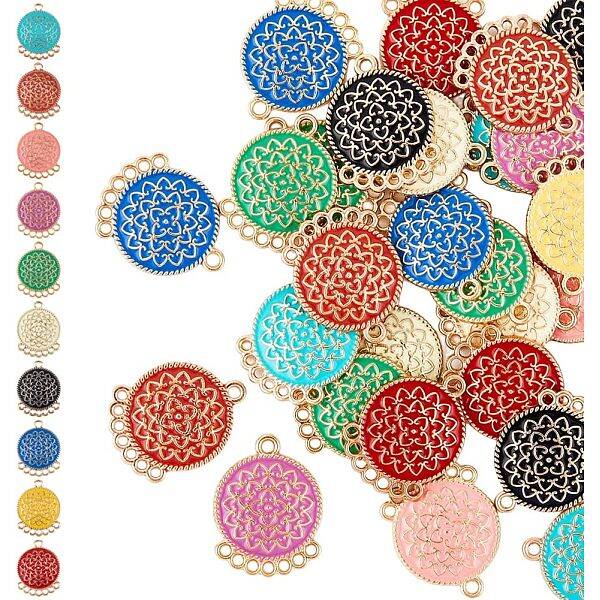 36pcs 9 colors Alloy Enamel Chandelier Components Links