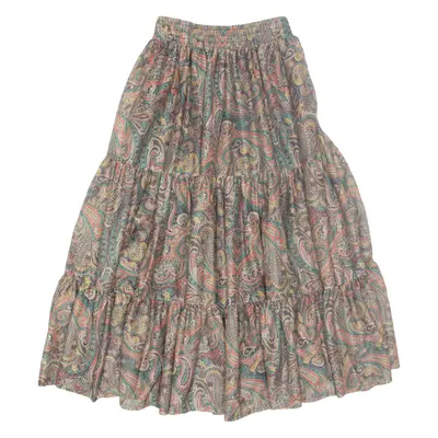 JERSEY Womens Pleated Skirt Brown Midi Crazy Pattern XS