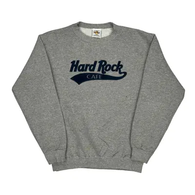 Las Vegas Hard Rock Cafe Spellout Sweatshirt - Medium Grey Cotton Blend