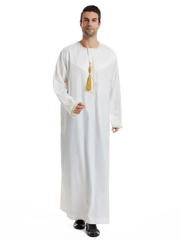 Men's High-End Luxury Ethnic Omani Cloak with Embroidery Design, Traditional Attire for Special Occasions, Elegant Formal Rob...