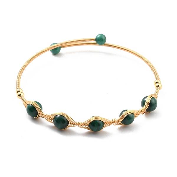 Natural Malachite Wrapped Cuff Bangle