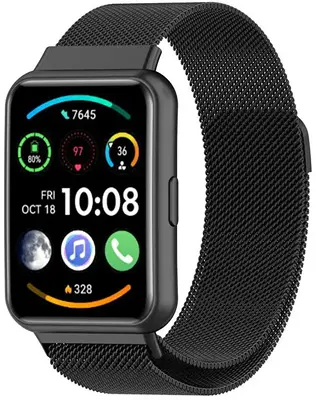 4Wrist Cinturino In Maglia Cinturino Con Chiusura Magnetica Per Huawei Watch Fit 2 - Nero