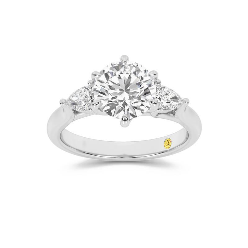 Lumina Three Stone Round Lab Grown Diamond Engagement Ring | 14K White Gold 4 CT. TW.