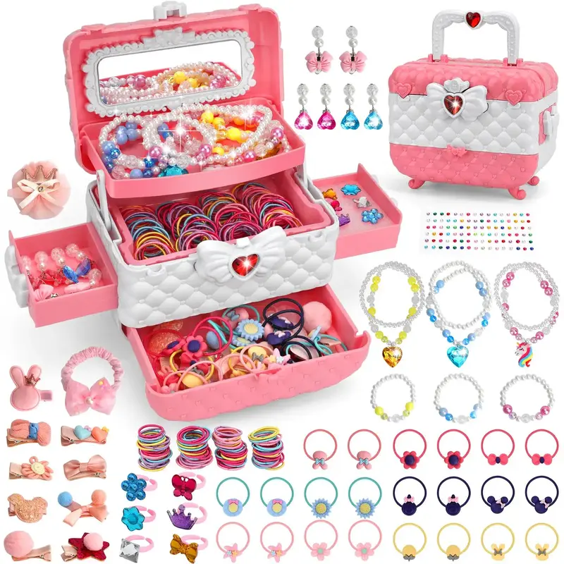 Children's jewellery accessory sets, dress-up jewellery sets for children, costume jewellery with hair clips and headbands, g...