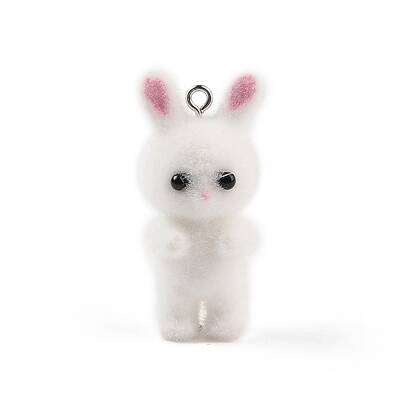 Flocking Resin Cute Bunny Pendants