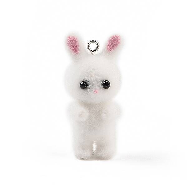 Flocking Resin Cute Bunny Pendants