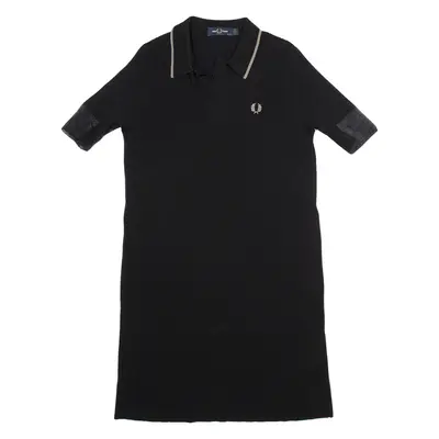 FRED PERRY Long Womens Top Black V-Neck UK 10