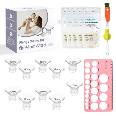 MomMed 10PCS Flange Sizing Kit 5 in 1 for 24mm Flange Universal Compatibility with Nipple Measurement Ruler & Storage Bags