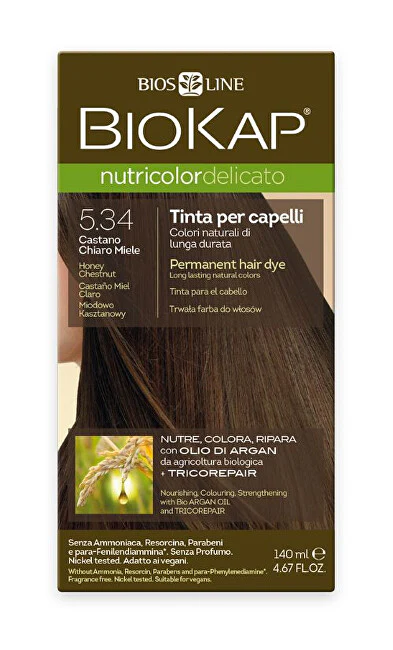 Biokap NUTRICOLOR DELICATO - Hair color - 5.34 Chestnut honey 140 ml