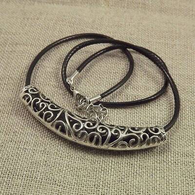 Jewelry Miao Yin Cang Yin Rose Hollow Bend Black Leather Rope Little Fish Lotus Female Short Necklace