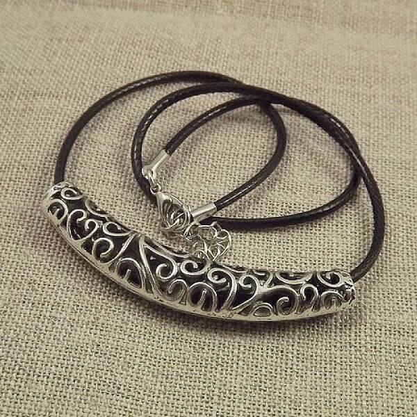 Jewelry Miao Yin Cang Yin Rose Hollow Bend Black Leather Rope Little Fish Lotus Female Short Necklace