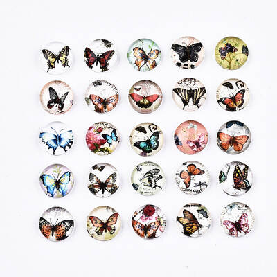 Printed Glass Half Round/Dome Cabochons