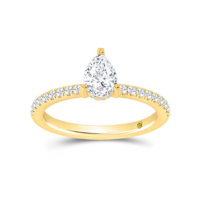 Kyoto Hidden Halo Pear Shape Lab Grown Diamond Engagement Ring | 14K Yellow Gold 3 3/4 CT. TW.