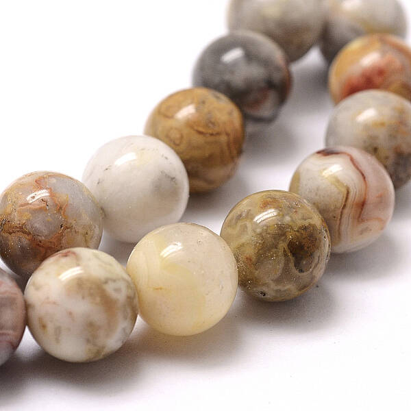 Natural Crazy Lace Agate Round Bead Strands