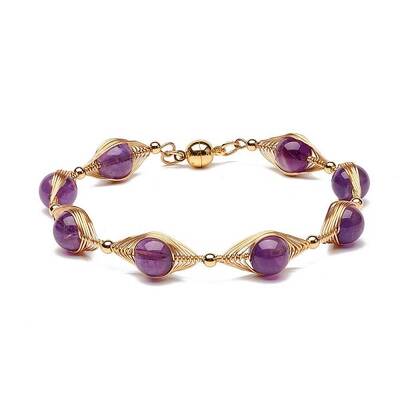 Natural Amethyst Beaded Bracelets for Men Women