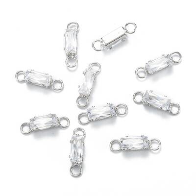 Brass Clear Cubic Zirconia Links Connectors