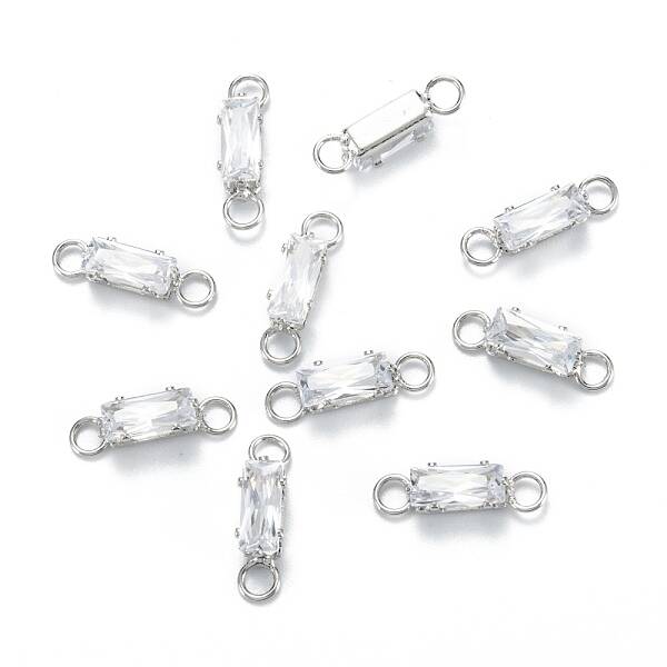 Brass Clear Cubic Zirconia Links Connectors