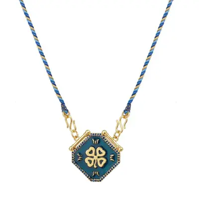 Necklace Cloverstu Flower Bleu | Color: BLEU | Size: U