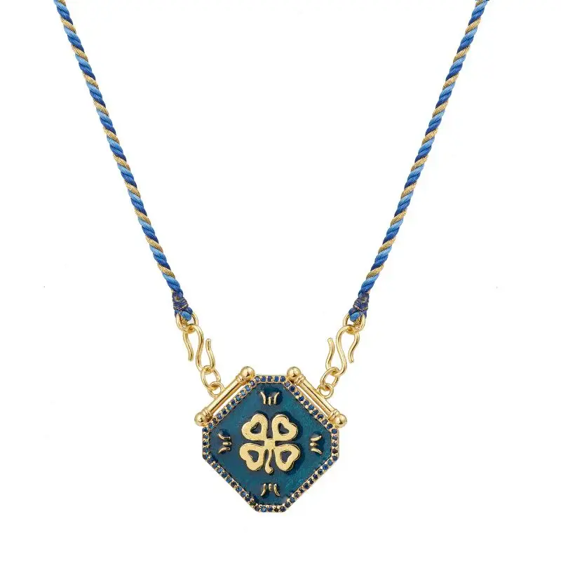 Necklace Cloverstu Flower Bleu | Color: BLEU | Size: U
