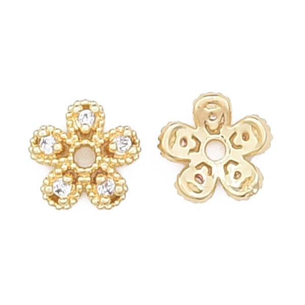 Brass Micro Pave Clear Cubic Zirconia Bead Caps
