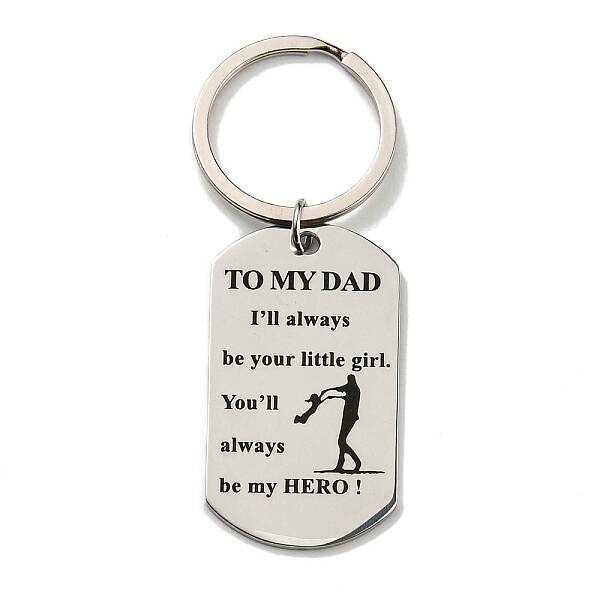 Father's Day Gift 201 Stainless Steel Oval with Word To My Dad Keychains