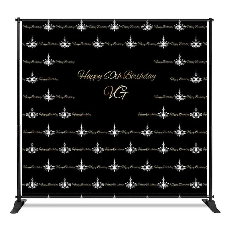 Aperturee Step And Repeat Black Silver Custom Birthday Backdrop, 4X8FT(1.2X2.5M), 42 USD, step and repeat backdrops, CF1_DZHD...