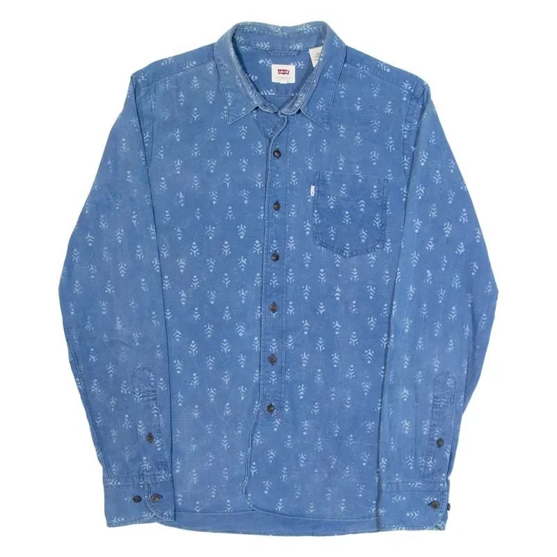LEVI'S Mens Shirt Blue Crazy Pattern Long Sleeve S